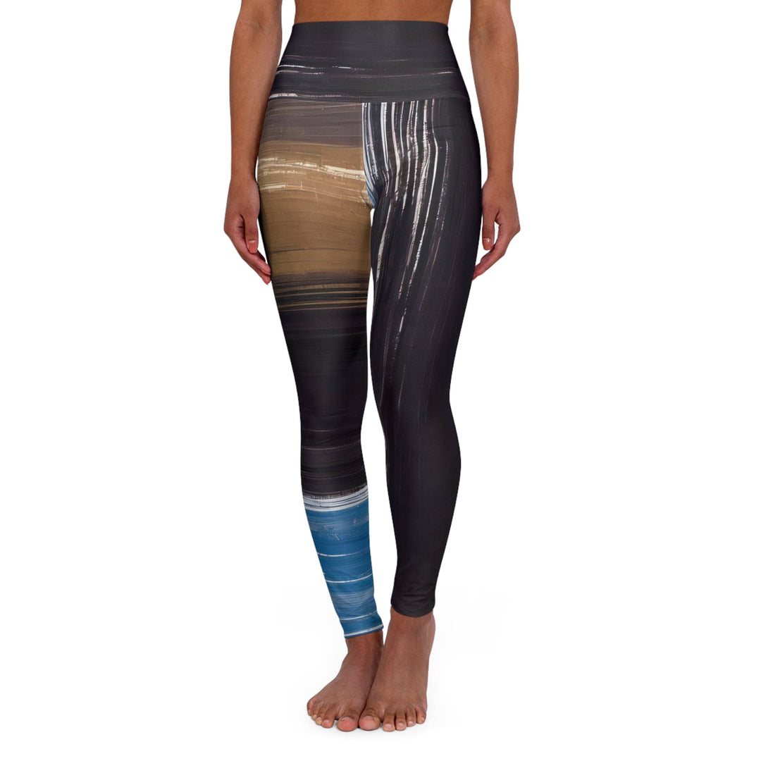 Womens High-waist Fitness Legging Yoga Pants - Rustic Purple Brown Design