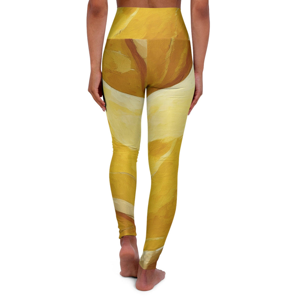 Womens High-waist Fitness Legging Yoga Pants Rustic Yellow Stone Print - Womens