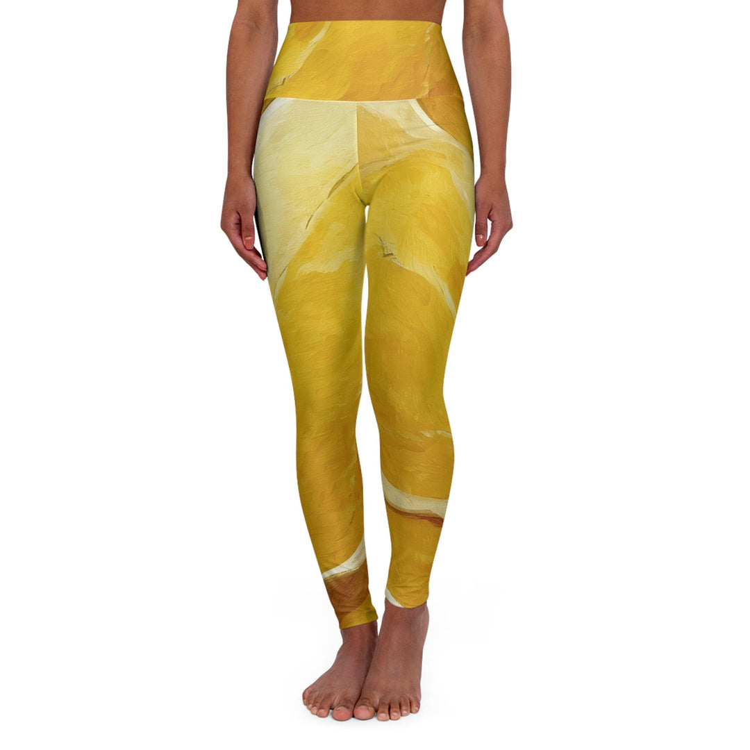 Womens High-waist Fitness Legging Yoga Pants Rustic Yellow Stone Print - Womens