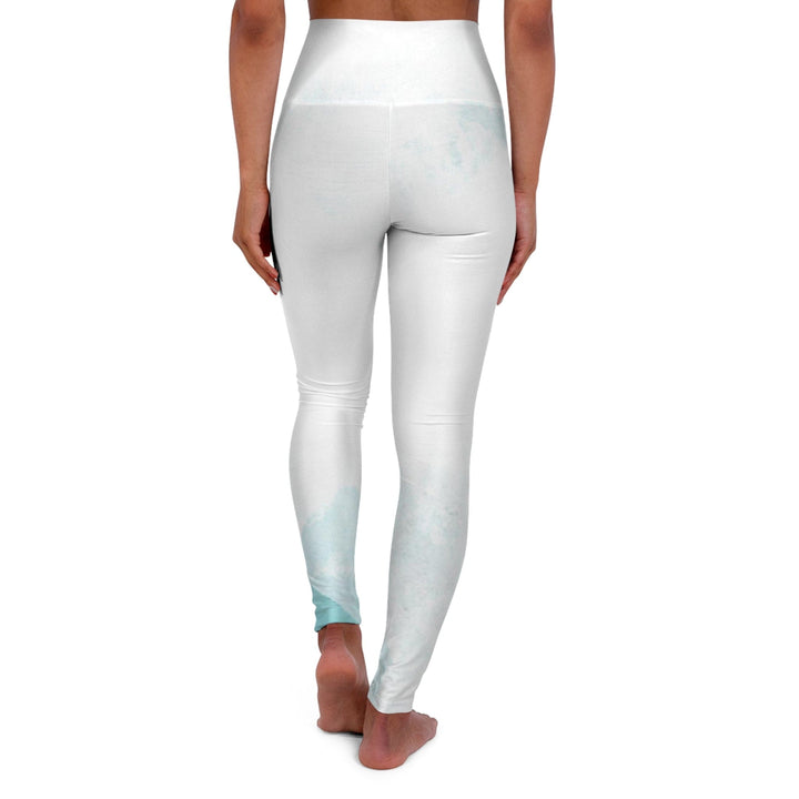 Womens High-waist Fitness Legging Yoga Pants - Subtle Abstract Ocean Blue