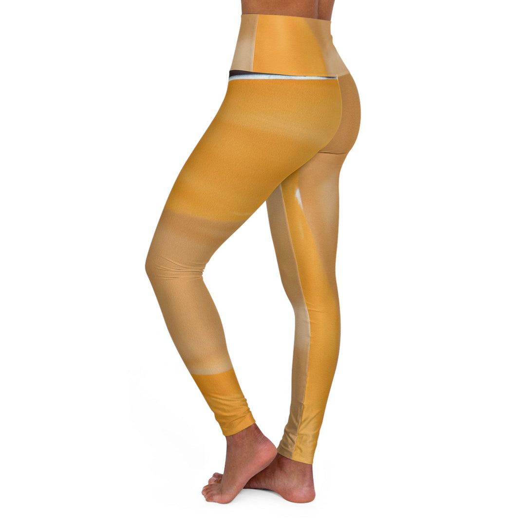 Womens High-waist Fitness Legging Yoga Pants - Yellow Brown Abstract Pattern