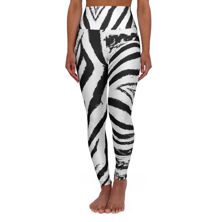 Womens High Waist Fitness Leggings Black and White Native Pattern - Womens