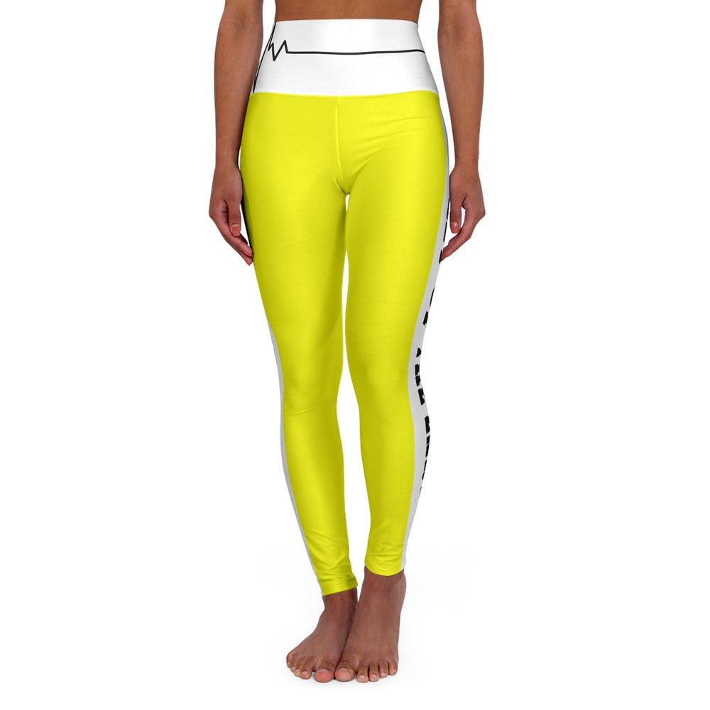 Womens High Waist Fitness Leggings - Bright Yellow Salt of the Earth Matthew