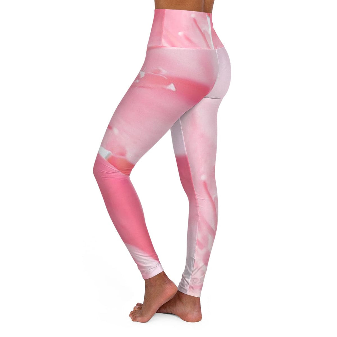 Womens Hhigh-waist Fitness Legging Yoga Pants - Pink Flower Bloom - Womens