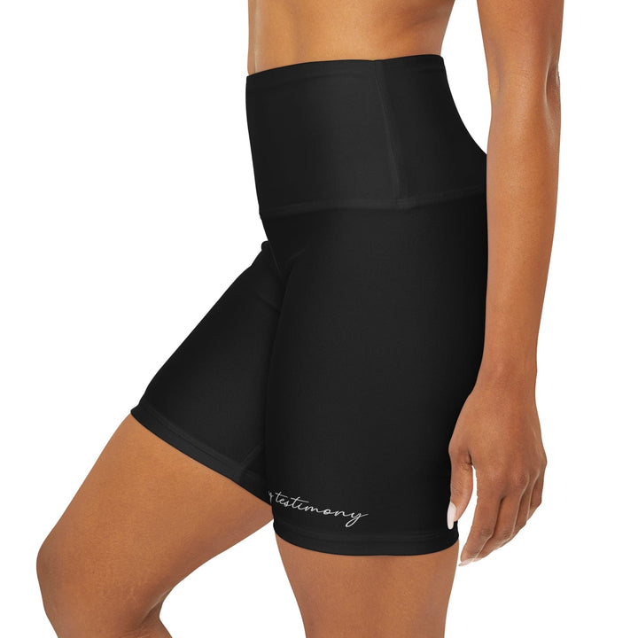 Womens High Waisted Black Yoga Shorts Say it Soul Walking Testimony - Womens