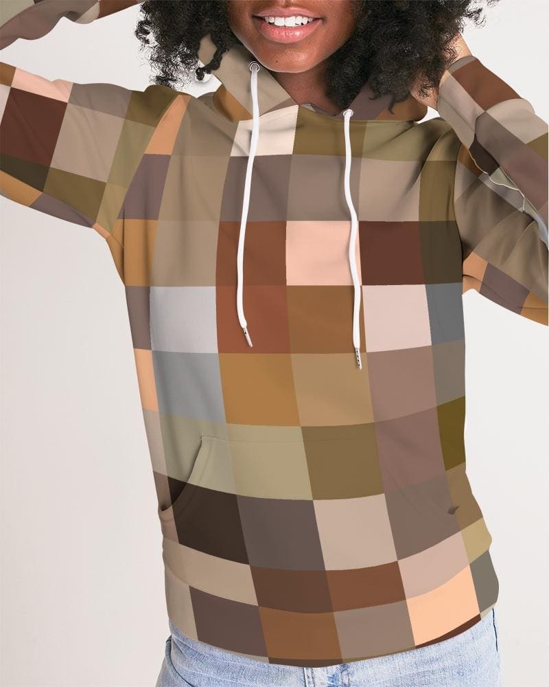 Womens Hoodie Brown Multicolor Colorblock Pattern - Womens | Hoodies | AOP