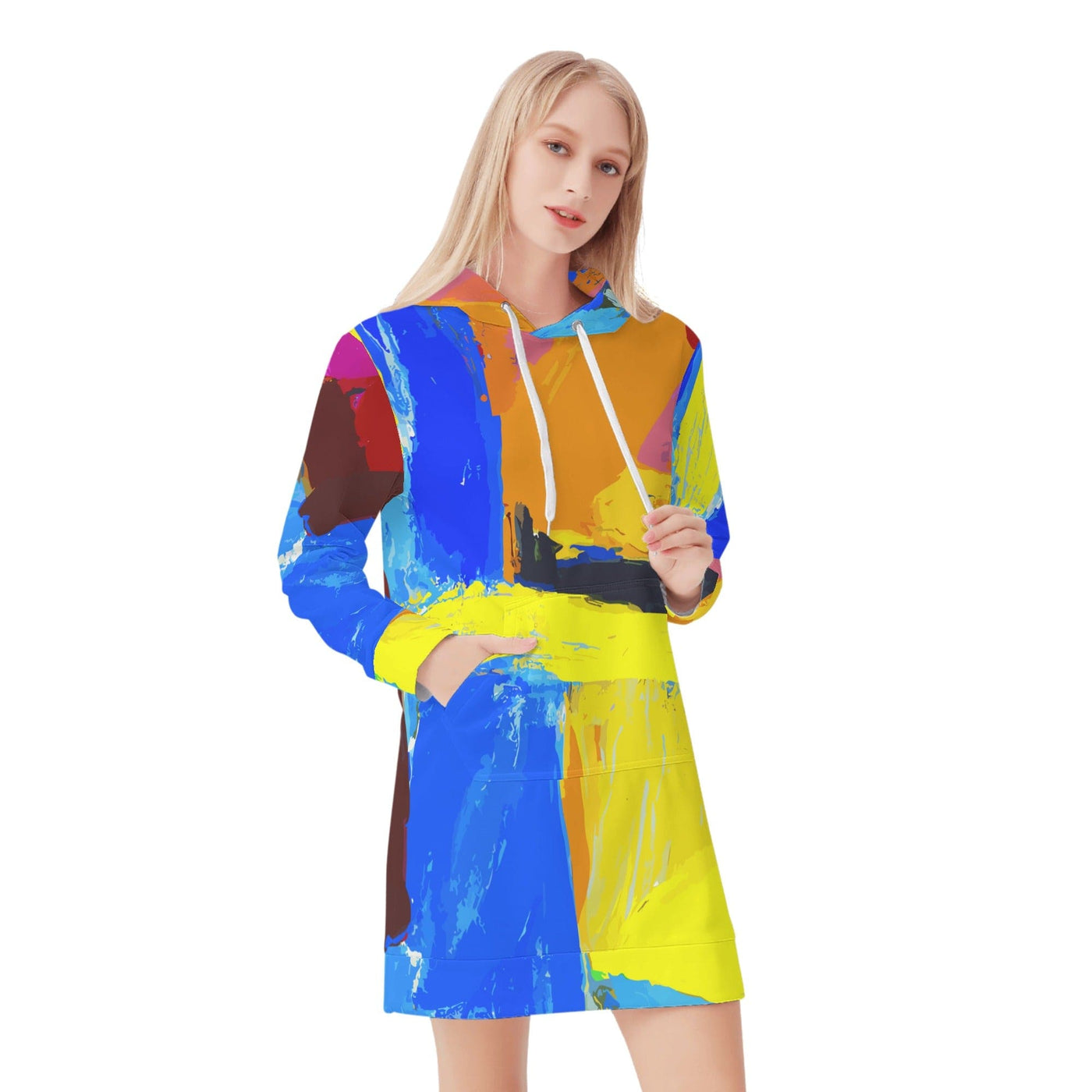 Womens Hoodie Dress Cross With Multicolor Abstract Illustration Size m - Deals