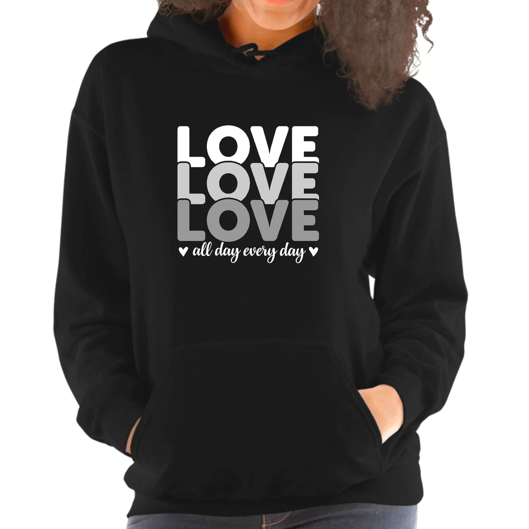 Womens Hoodie Love All Day Every Day White Grey Print - Womens | Hoodies