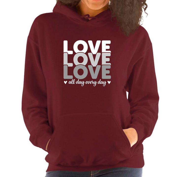 Womens Hoodie Love All Day Every Day White Grey Print - Womens | Hoodies