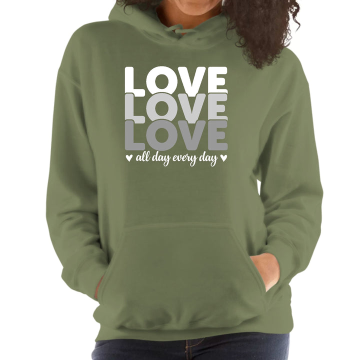 Womens Hoodie Love All Day Every Day White Grey Print - Womens | Hoodies