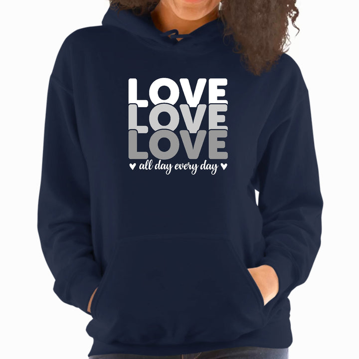 Womens Hoodie Love All Day Every Day White Grey Print - Womens | Hoodies