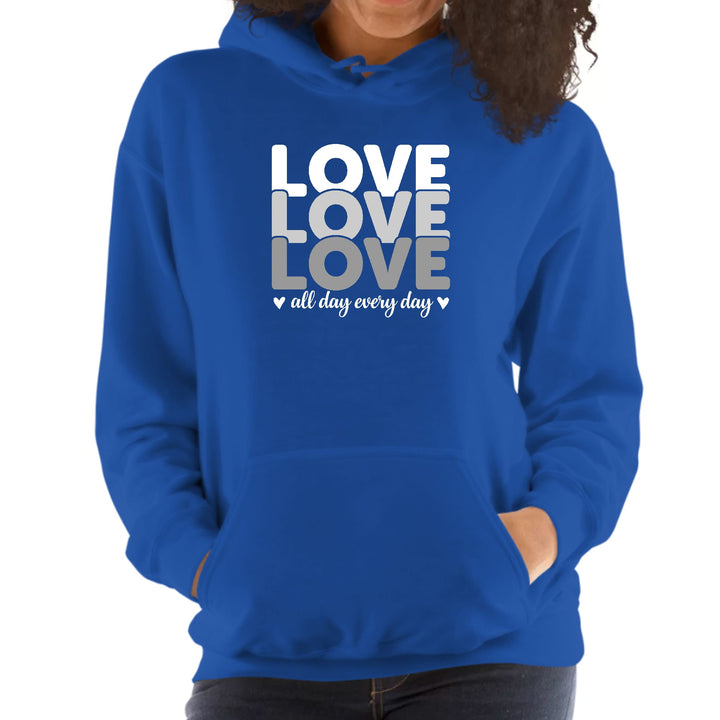 Womens Hoodie Love All Day Every Day White Grey Print - Womens | Hoodies