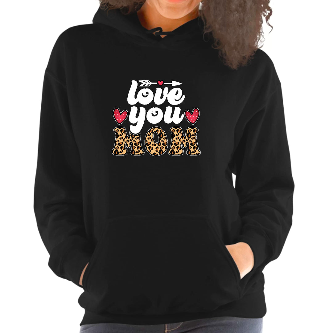 Womens Hoodie Love you Mom Leopard Print - Womens | Hoodies