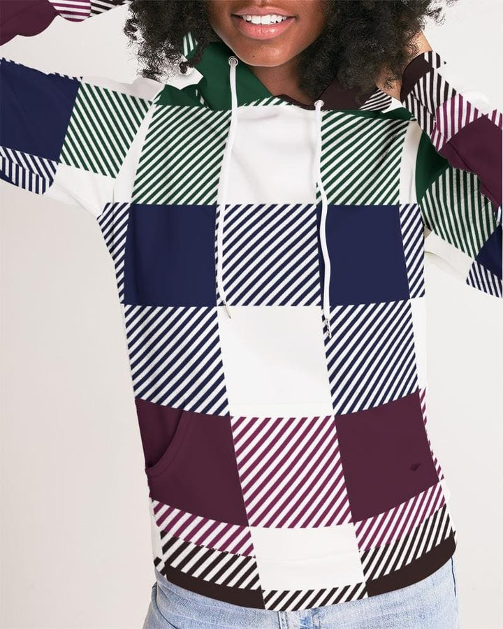 Womens Hoodie Multicolor Colorblock Plaid Pattern - Womens | Hoodies | AOP