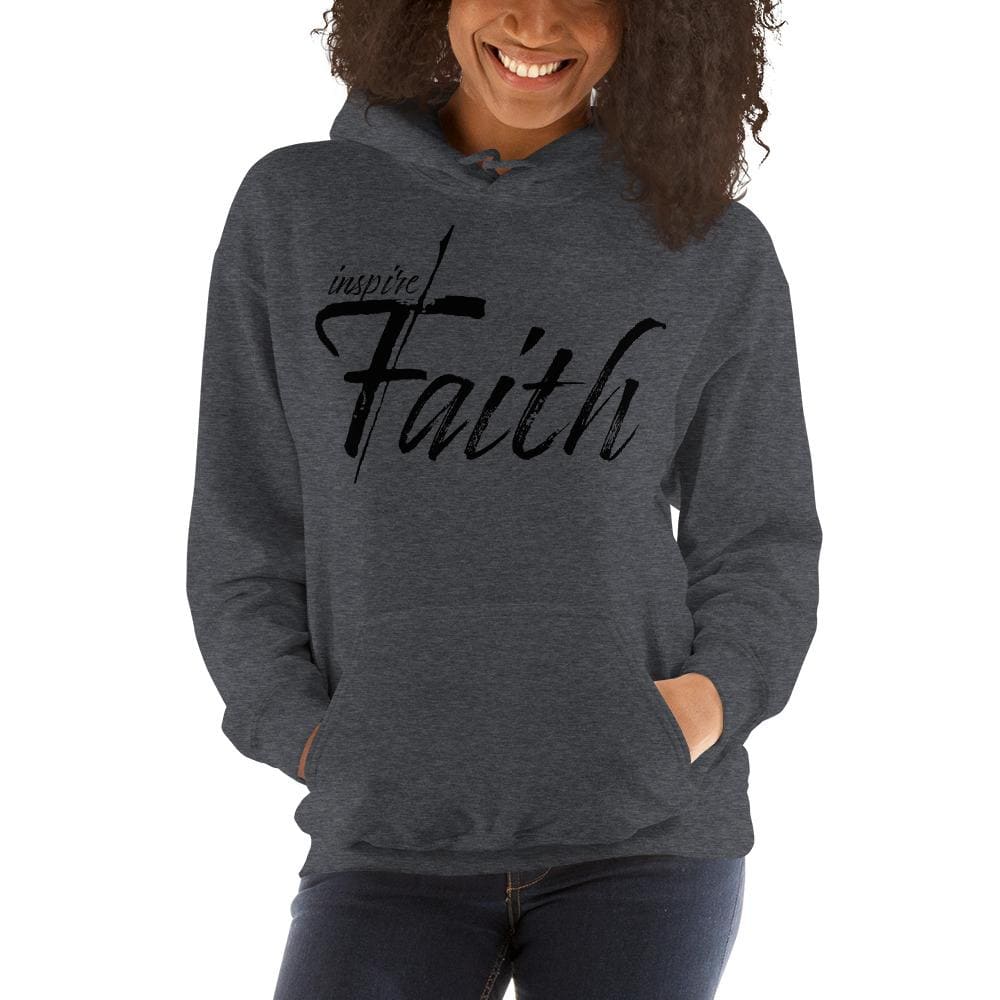 Womens Hoodie - Pullover Sweatshirt - Black Graphic / Inspire Faith - Womens