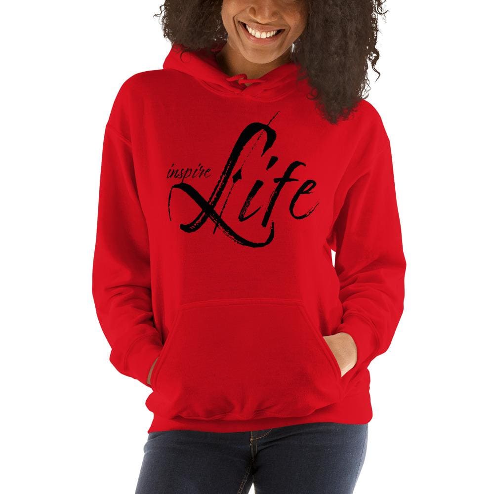 Womens Hoodie - Pullover Sweatshirt - Black Graphic /inspire Life - Womens