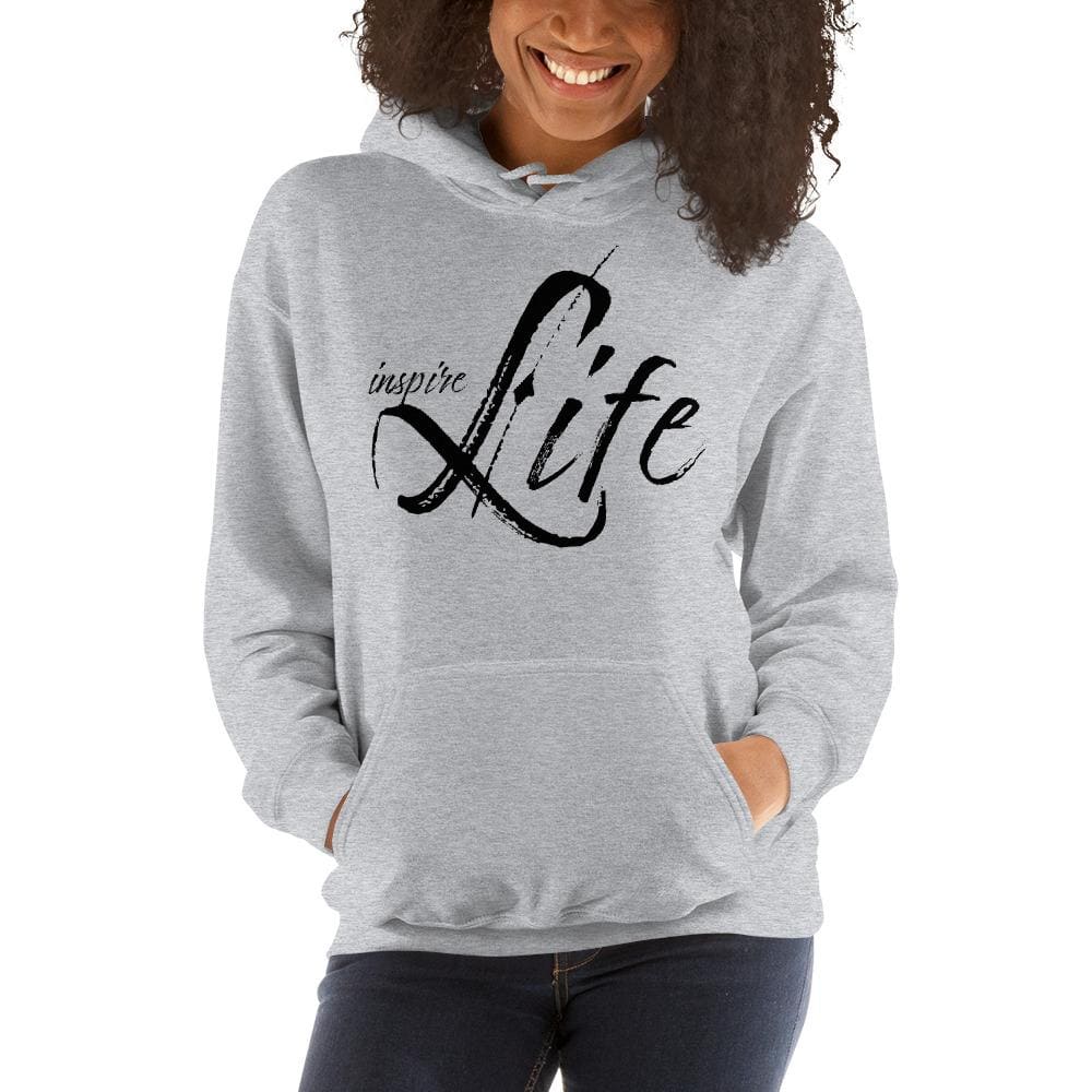 Womens Hoodie - Pullover Sweatshirt - Black Graphic /inspire Life - Womens