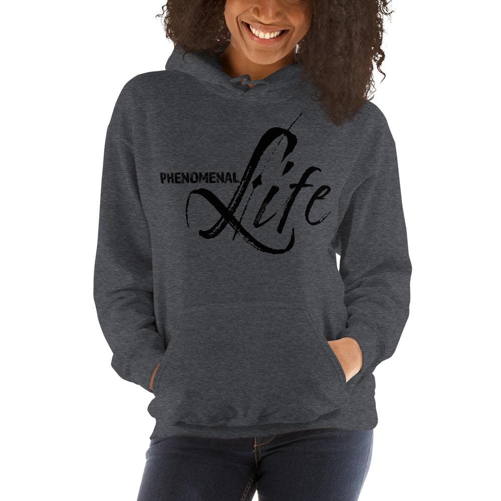 Womens Hoodie - Pullover Sweatshirt - Black Graphic/phenomenal Life - Womens