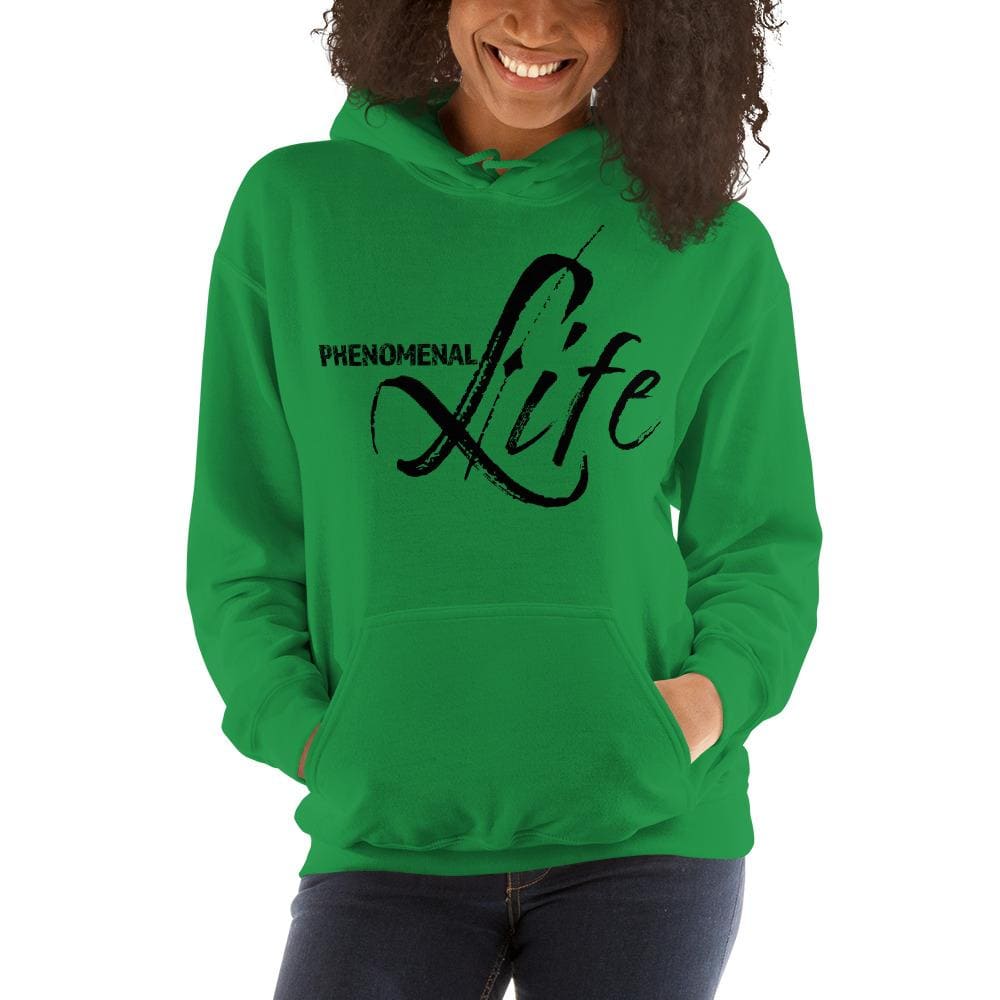 Womens Hoodie - Pullover Sweatshirt - Black Graphic/phenomenal Life - Womens