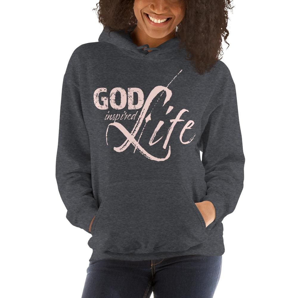 Womens Hoodie - Pullover Sweatshirt - God Inspired Life / Pink - Womens