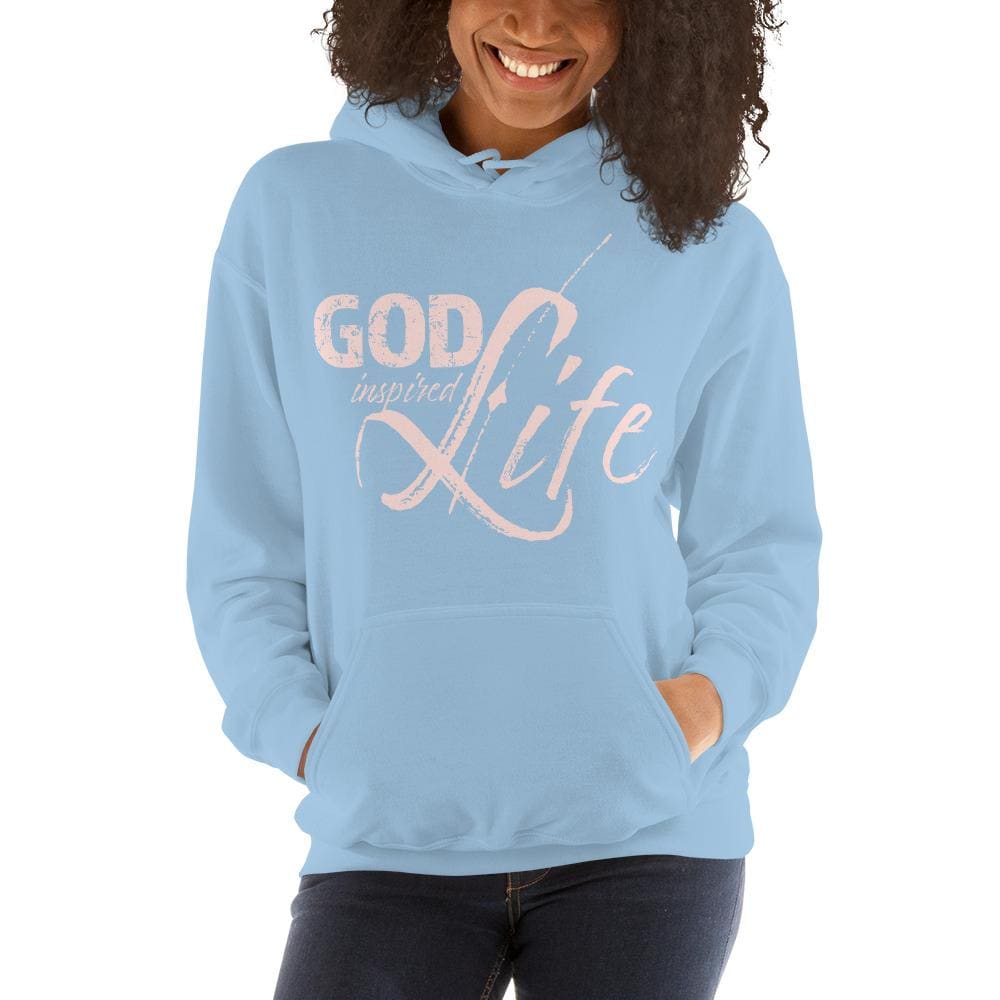 Womens Hoodie - Pullover Sweatshirt - God Inspired Life / Pink - Womens