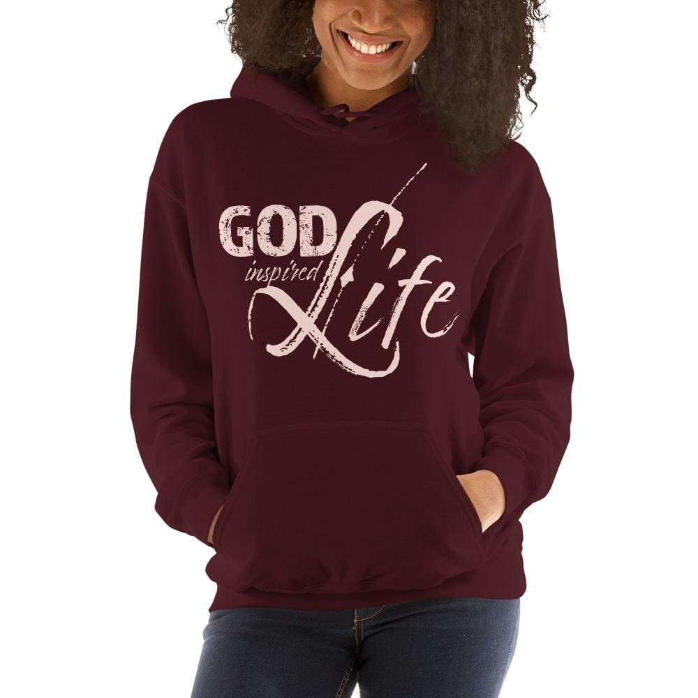 Womens Hoodie - Pullover Sweatshirt - God Inspired Life / Pink - Womens