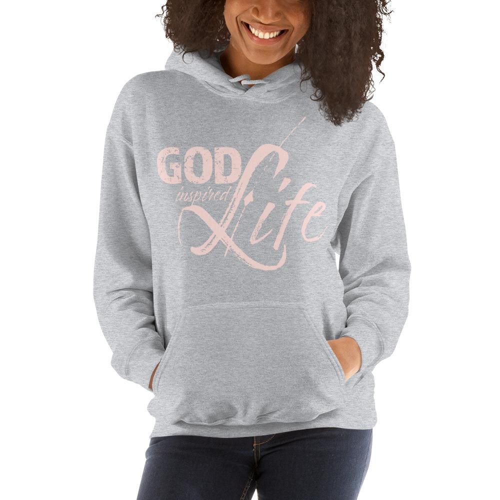 Womens Hoodie - Pullover Sweatshirt - God Inspired Life / Pink - Womens