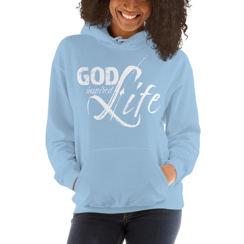 Womens Hoodie - Pullover Sweatshirt - God Inspired Life / White - Womens