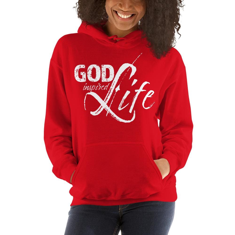 Womens Hoodie - Pullover Sweatshirt - God Inspired Life / White - Womens