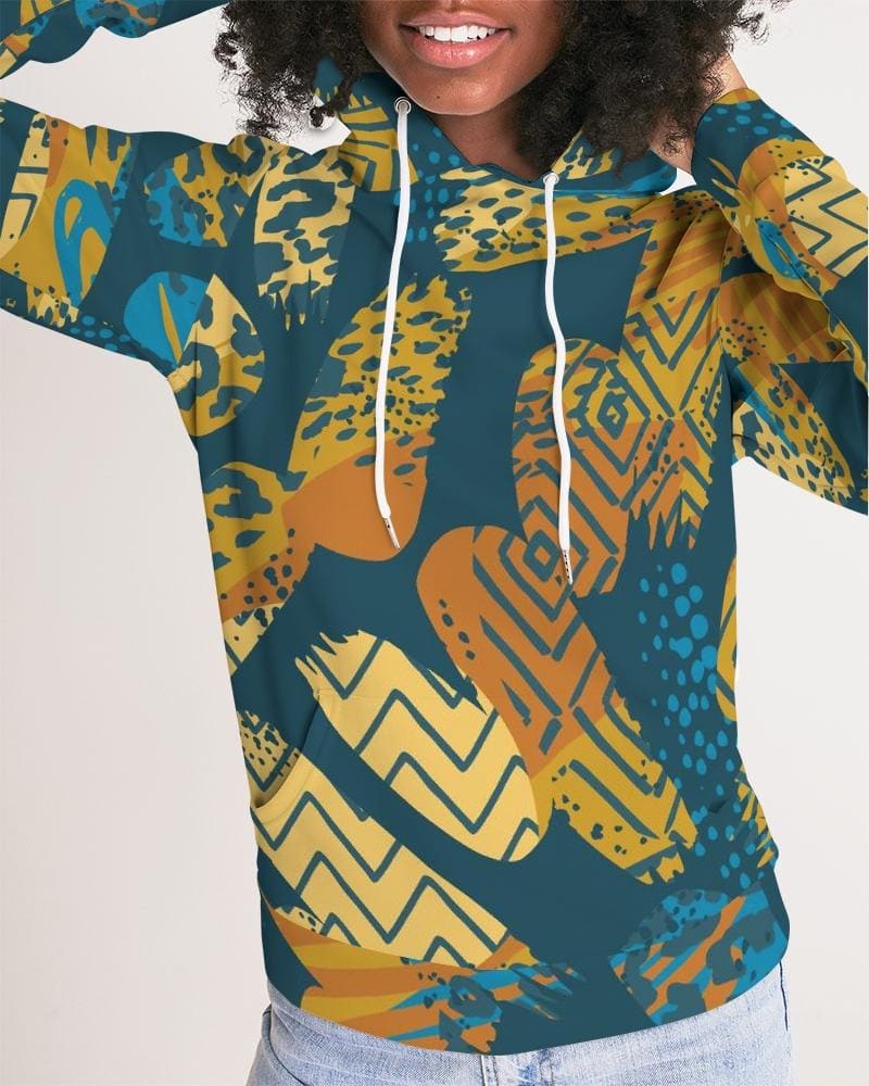 Womens Hoodie - Pullover Sweatshirt - Graphic / Blue Abstract - Womens