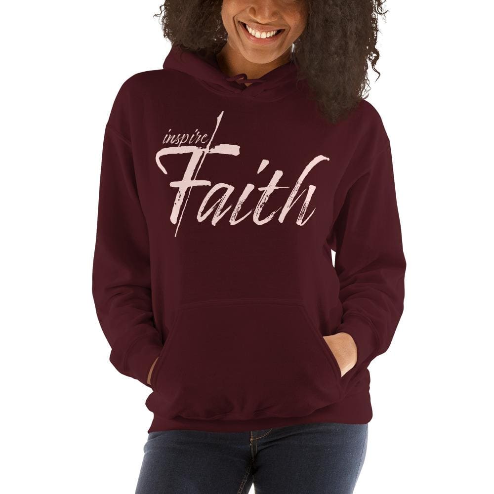 Womens Hoodie - Pullover Sweatshirt - Pink Graphic / Inspire Faith - Womens