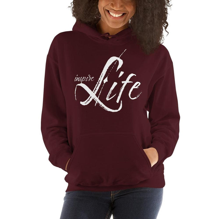 Womens Hoodie - Pullover Sweatshirt - White Graphic /inspire Life - Womens