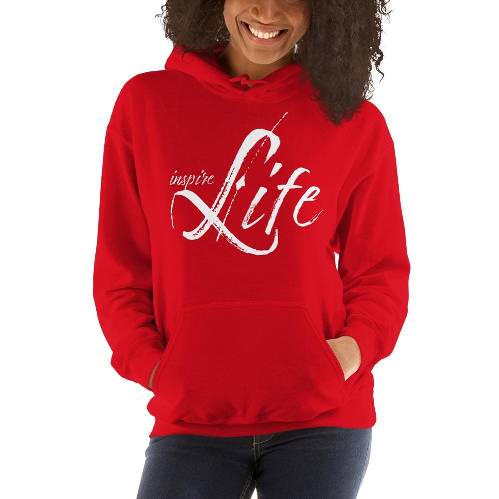 Womens Hoodie - Pullover Sweatshirt - White Graphic /inspire Life - Womens