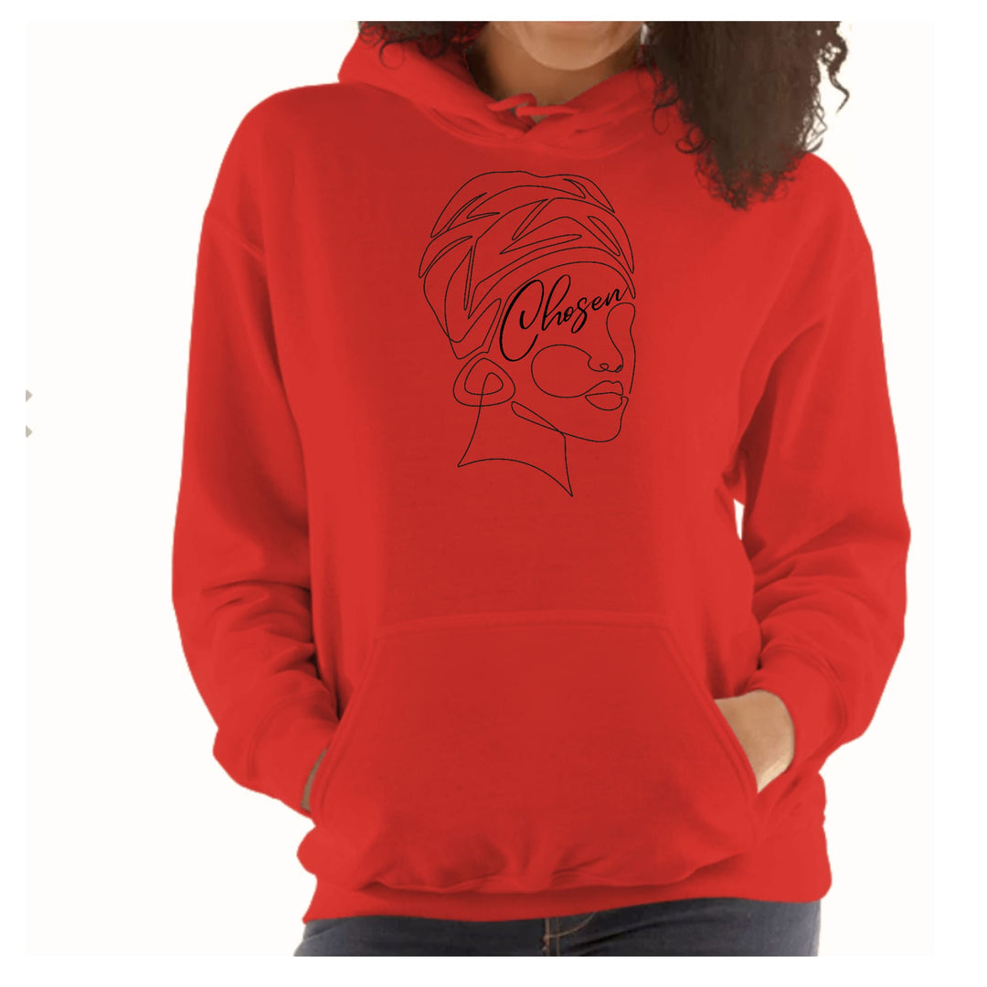 Womens Hoodie Say it Soul ??hosen’ Black Woman Line Art Self Worth - Womens