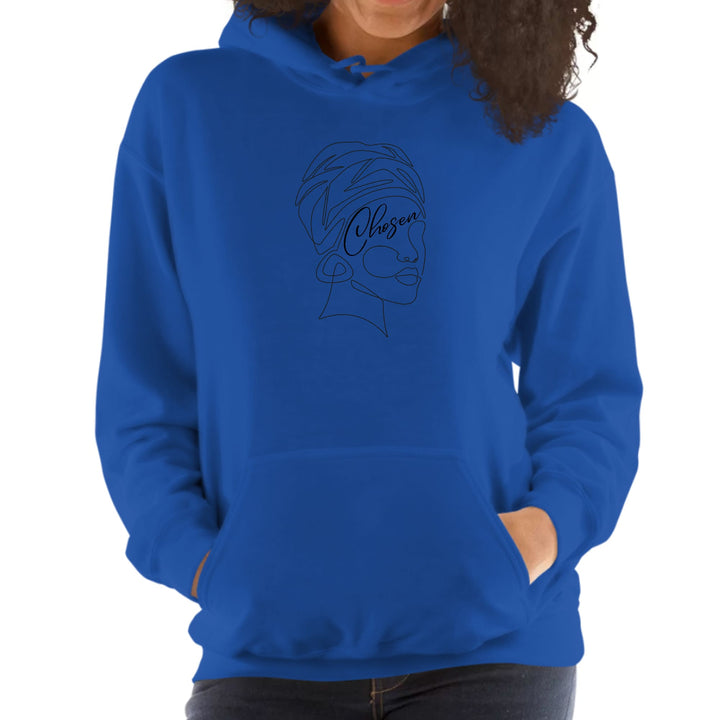 Womens Hoodie Say it Soul ??hosen’ Black Woman Line Art Self Worth - Womens