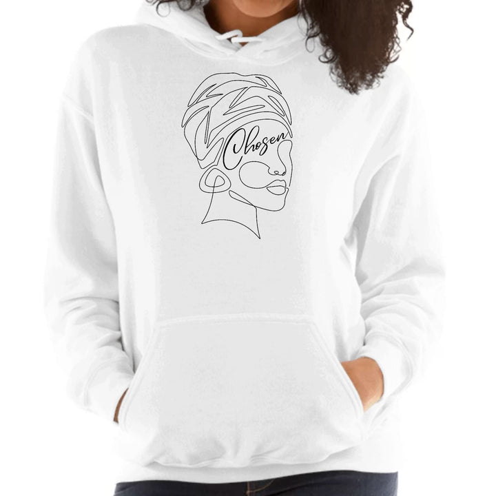 Womens Hoodie Say it Soul ??hosen’ Black Woman Line Art Self Worth - Womens