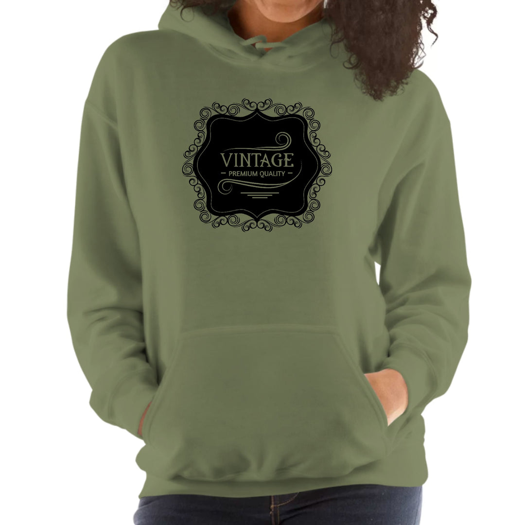 Womens Hoodie - Vintage Premium Quality Black Illustration - Womens/Hoodies