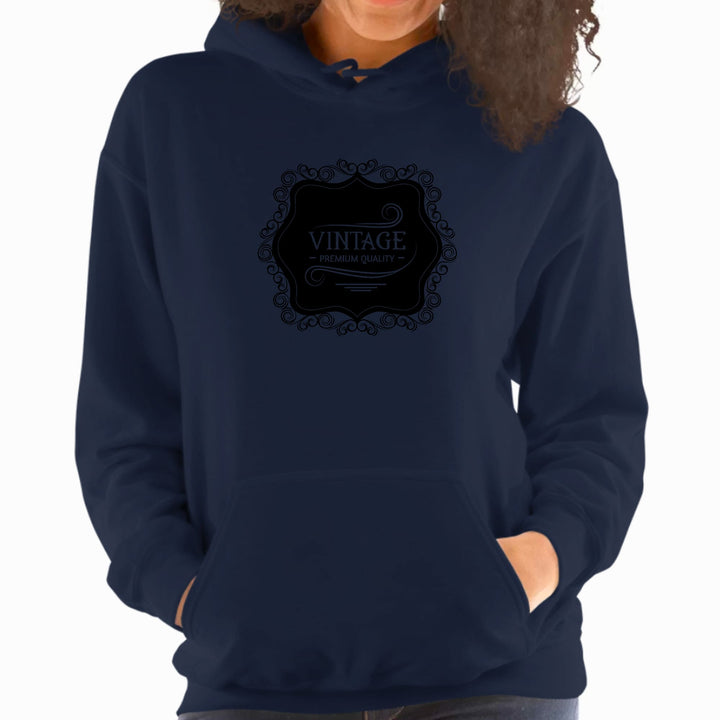 Womens Hoodie - Vintage Premium Quality Black Illustration - Womens/Hoodies