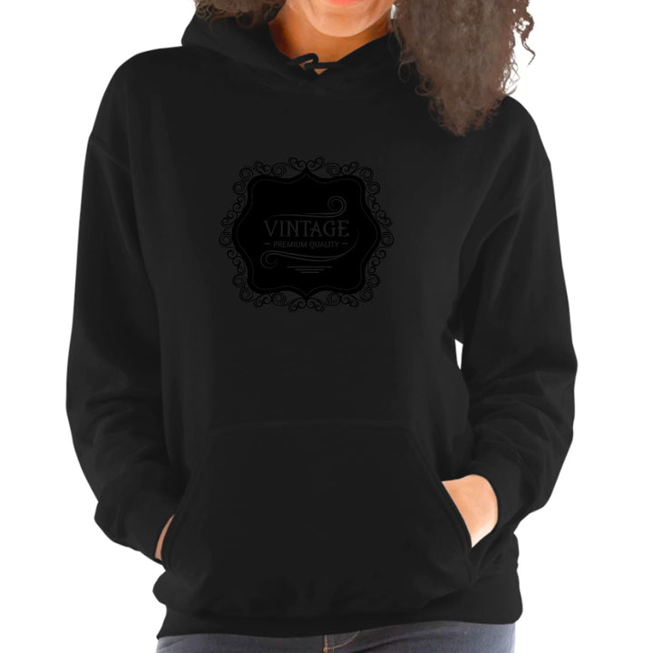 Womens Hoodie - Vintage Premium Quality Black Illustration - Womens/Hoodies