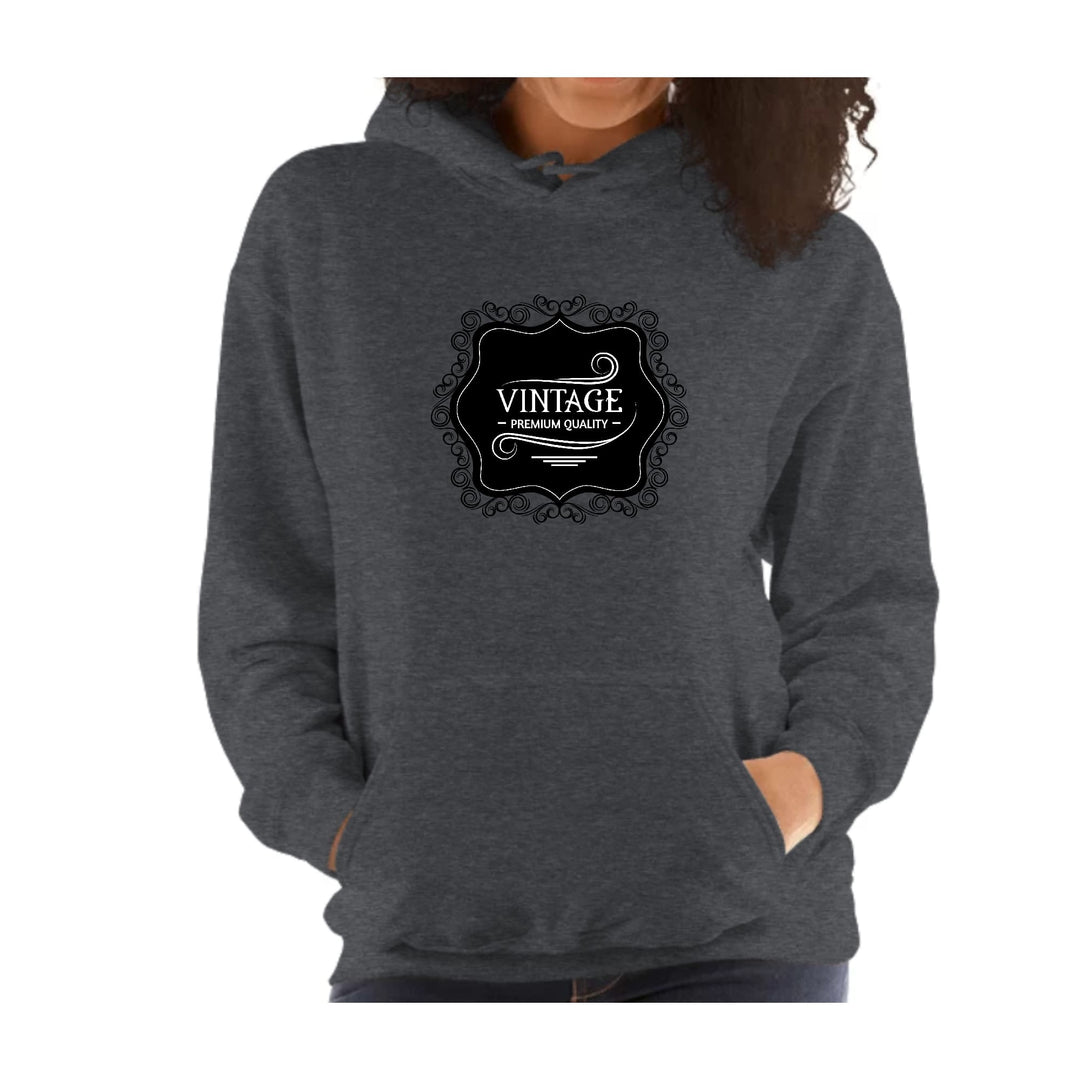 Womens Hoodie - Vintage Premium Quality Black White Illustration