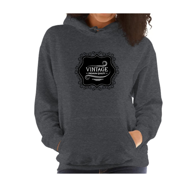 Womens Hoodie - Vintage Premium Quality Black White Illustration