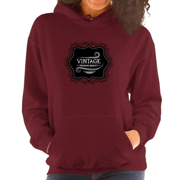 Womens Hoodie - Vintage Premium Quality Black White Illustration