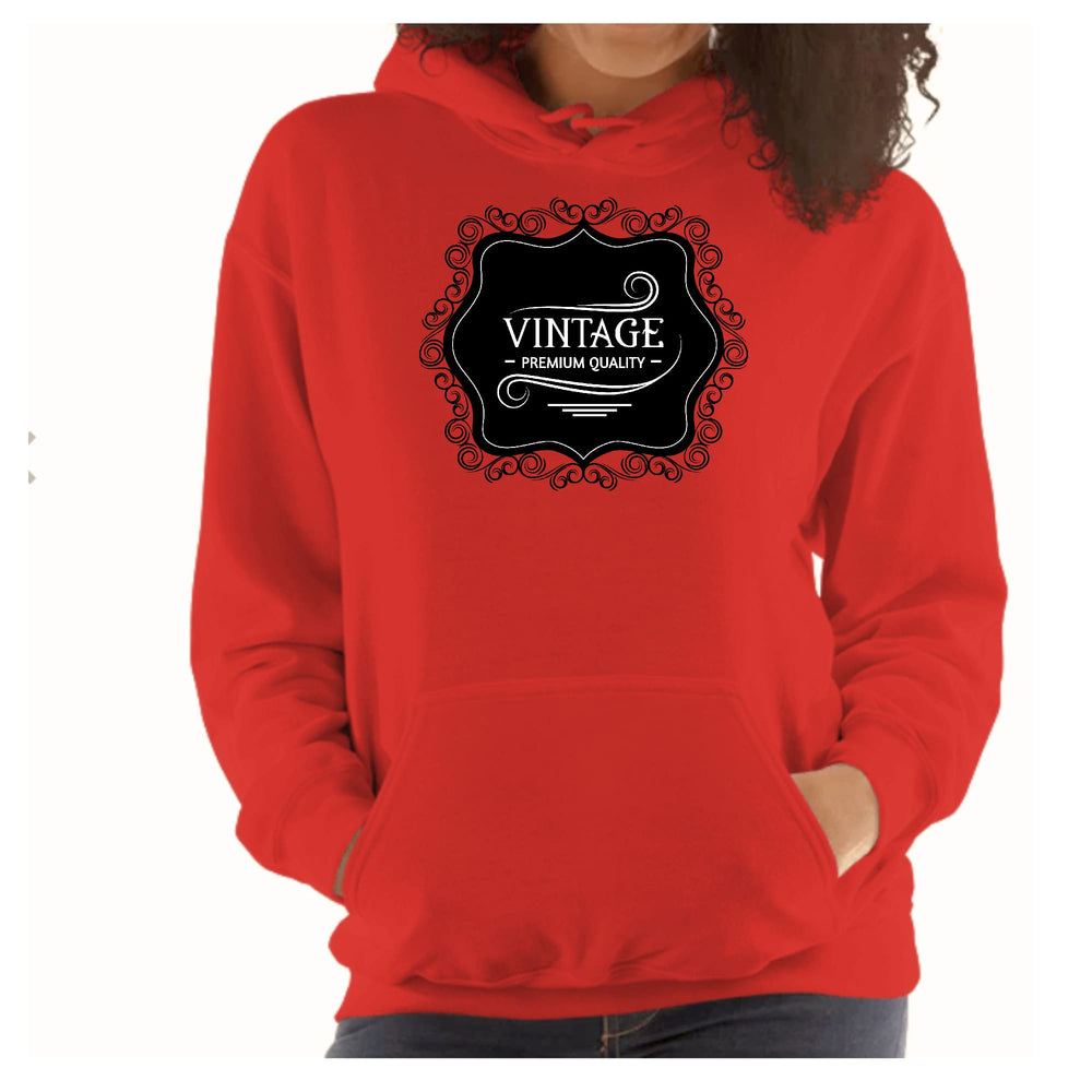 Womens Hoodie Vintage Premium Quality Black White Illustration - Womens