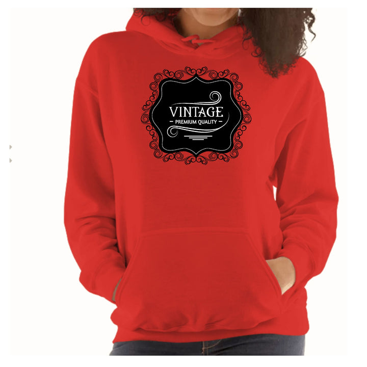 Womens Hoodie - Vintage Premium Quality Black White Illustration