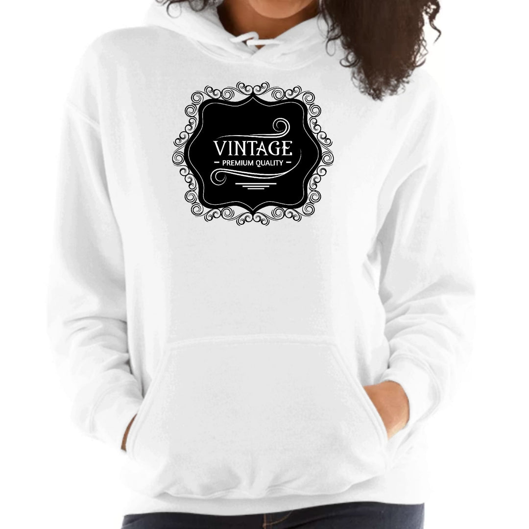 Womens Hoodie Vintage Premium Quality Black White Illustration - Womens