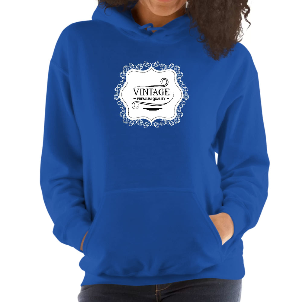 Womens Hoodie Vintage Premium Quality White Black Illustration - Womens