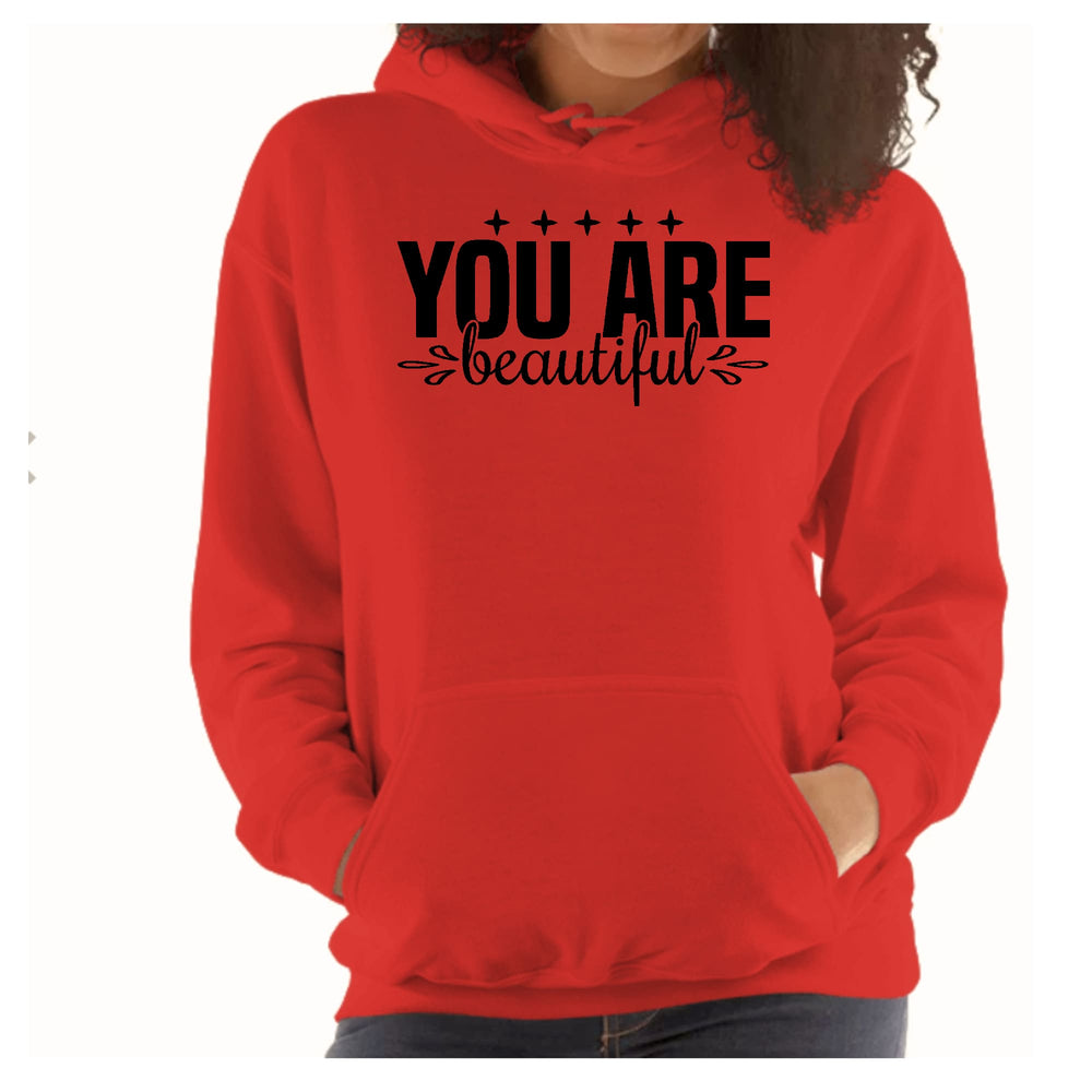 Womens Hoodie you are Beautiful - Inspiration Affirmation Black - Womens