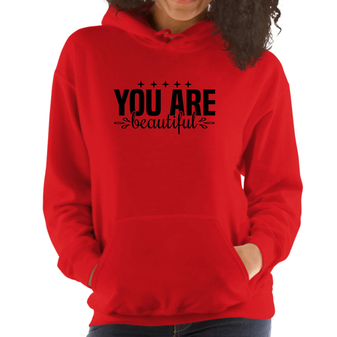 Womens Hoodie You Are Beautiful - Inspiration Affirmation Black - Womens
