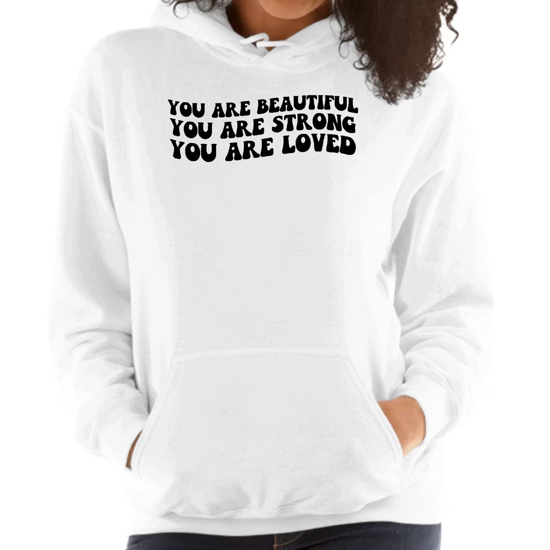 Womens Hoodie you are Beautiful Strong Black Illustration - Womens | Hoodies