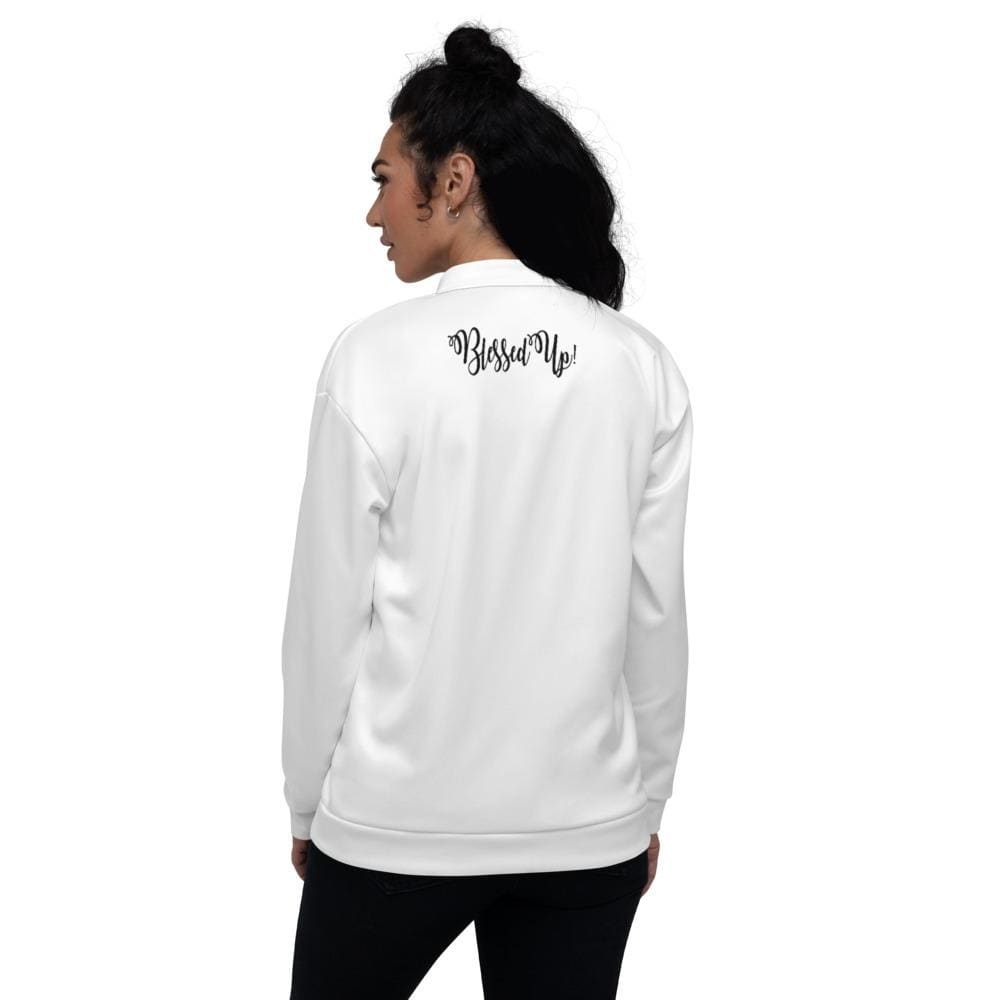 Womens Jacket - Blessed Up Graphic Text Bomber Jacket - Womens | Jackets